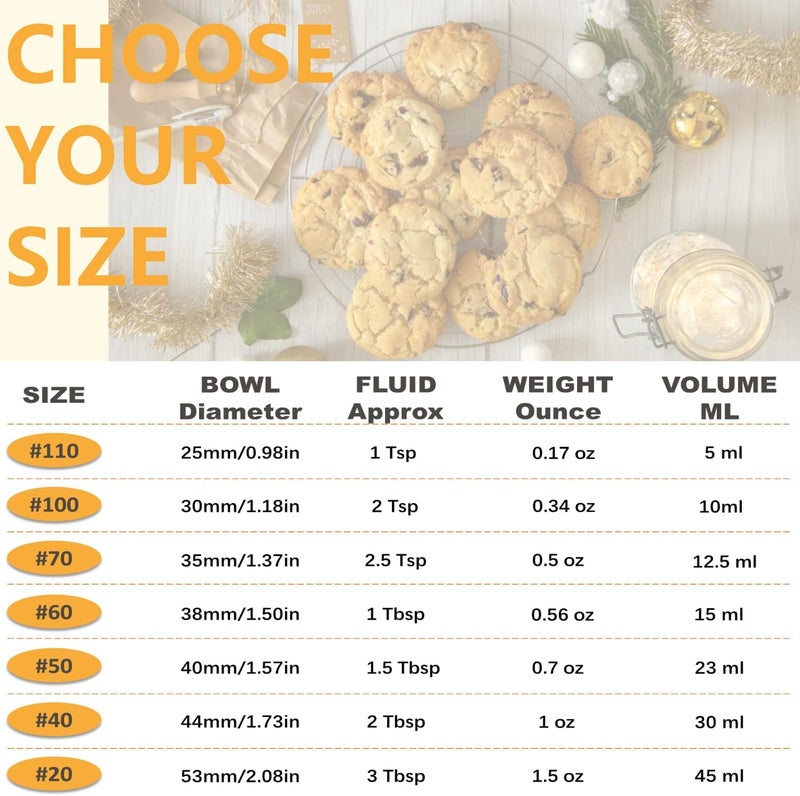 LLESCA Cookie Scoop, Mini Cookie Scoops for Baking, 2 Tsp/ 10 ml/ 0.34 oz Cookie Scooper for Baking,18/8 Stainless Steel Cookie Dough Scoop with Non-slip Grip (#100) - Image 4